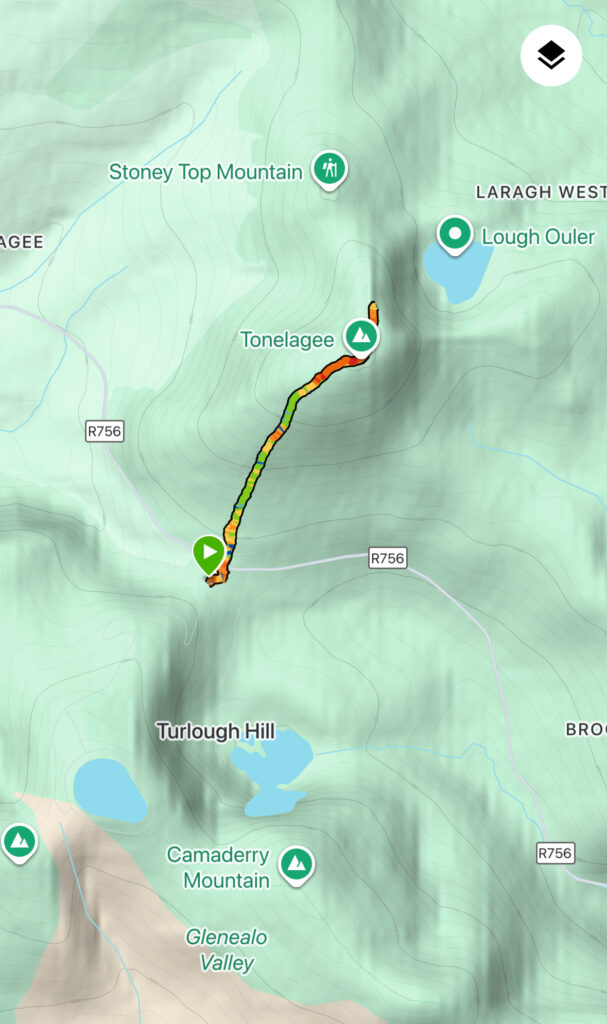 Map for climbing Tonelagee