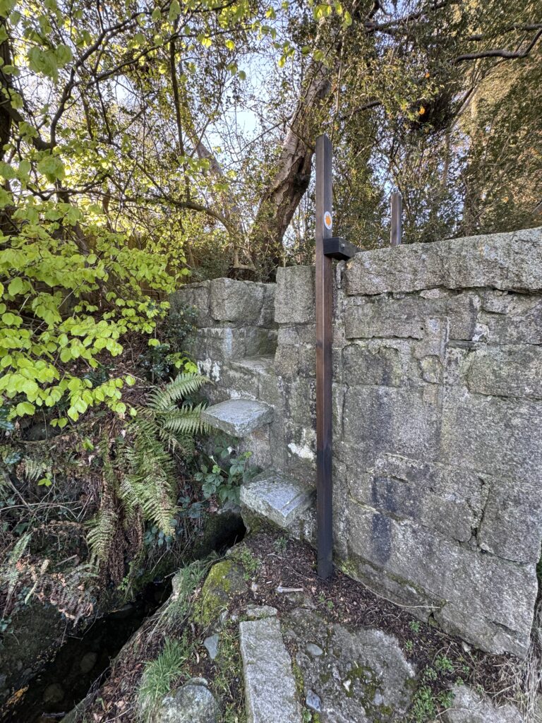 Stone stile at the entrance to Trassey Track, the starting point for the walk to Hare’s Gap.