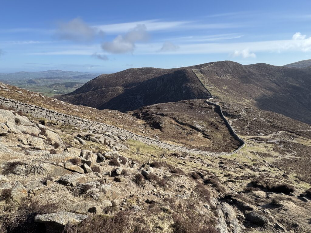 Views from the Slieve Bearnagh Hike across the Mourne Wall towards the Mourne Mountains
