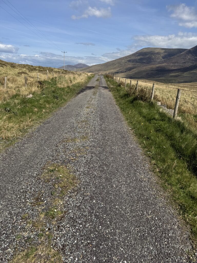Remote country road through the mountains of the Dingle Peninsula on the approach back towards Cloghane.